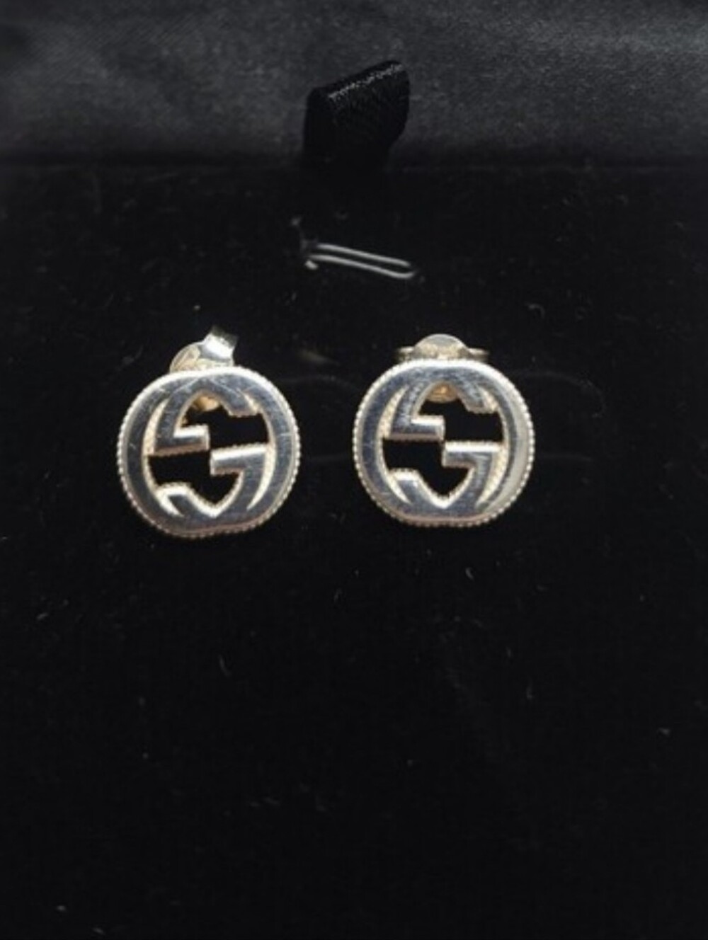 GUCCI Sterling 925 Silver Interlocking G Stud Earrings With COA PRISTINE